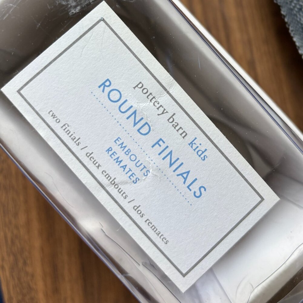 Pottery Barn Kids Round Finials Set of Two Silver Classic